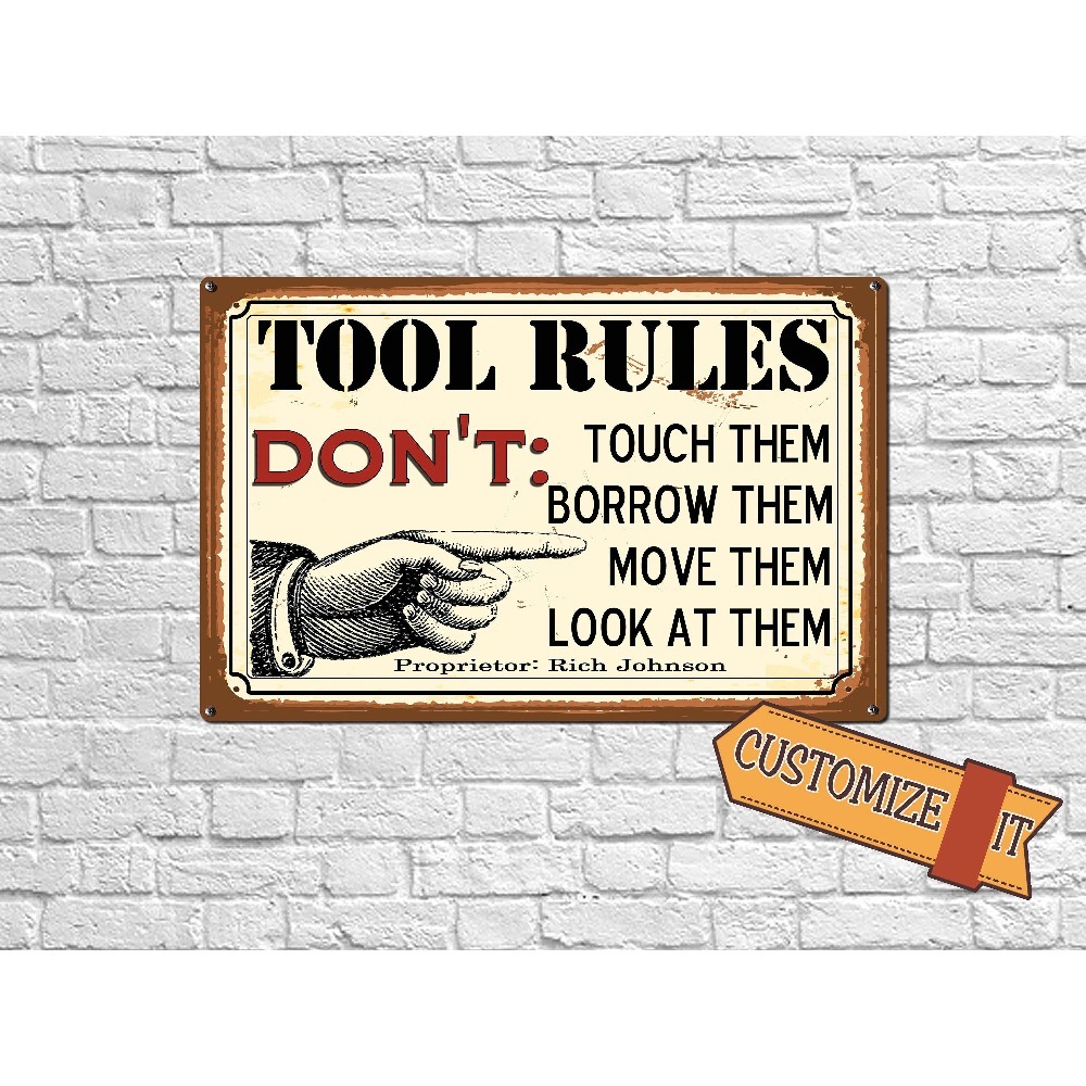 Tools Name In Workshop - 1pc Customizable Tool Rules Metal Plaque,